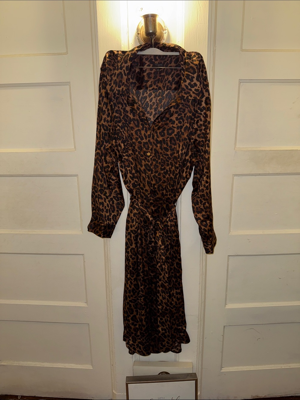 Talbots Leopard-Print Long Sleeve Wrap Dress in Brown and Black